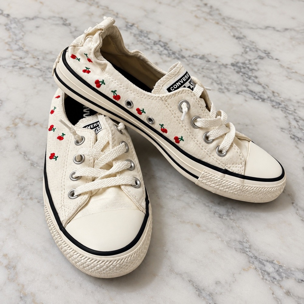 Converse Chuck Taylor All Star Shoreline Cherry Slip On Cream Shoes 8